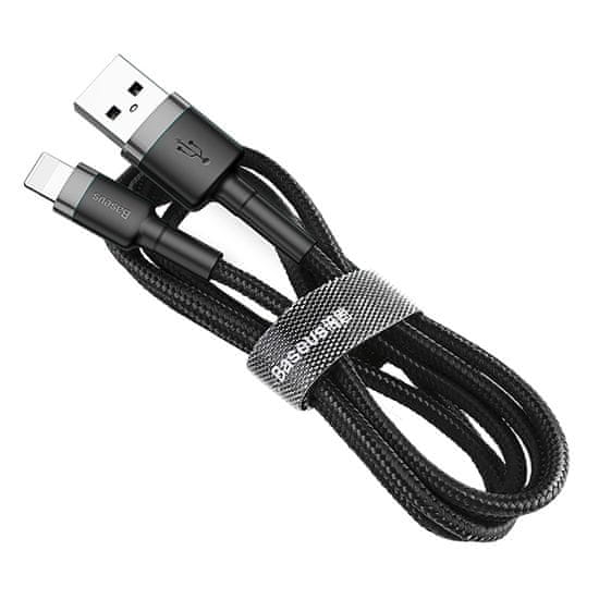 BASEUS Cafule kábel USB / Lightning QC 3.0 2.4A 1m, fekete/szürke