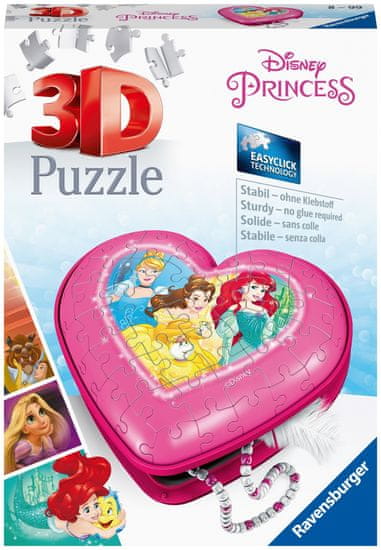 Ravensburger 3D Puzzle 112340 Disney hercegnő szívecske, 54 darab
