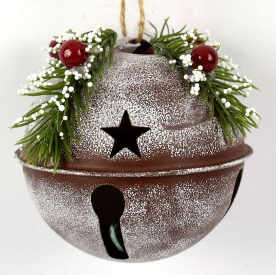 DUE ESSE 4 db karácsonyi csengő készlet ágacskával, Ø 9 cm, barna