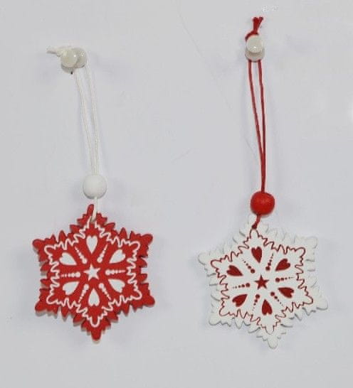 DUE ESSE 12 darabos fa csillag karácsonyi dekoráció készlet, 6 db piros, 6 db fehér