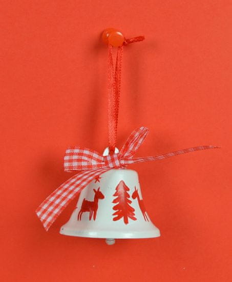 DUE ESSE 6 darabos karácsonyi díszcsengő készlet, Ø 5 cm, fehér-piros
