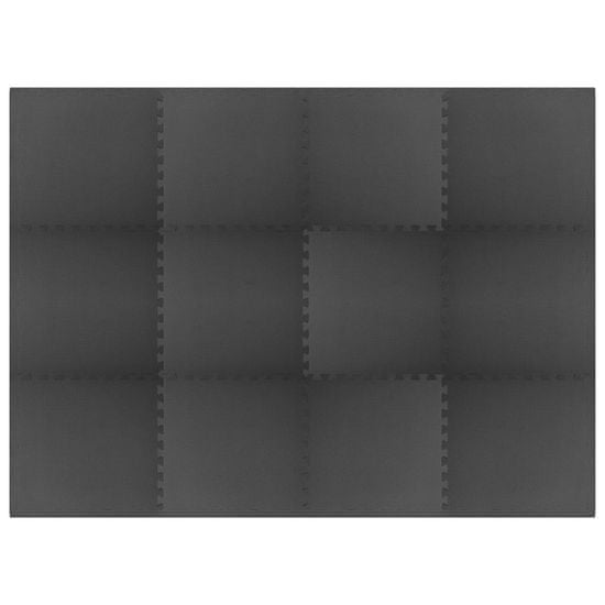 shumee 12 db fekete EVA habszivacs padlószőnyeg 4,32 ㎡