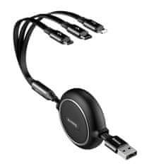 BASEUS Golden Loop 3in1 USB kábel - micro USB / Lightning / USB-C 35-120cm, fekete