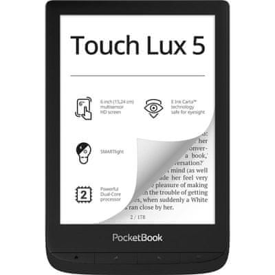 PocketBook 628 Touch Lux 5 e-könyv olvasó, könnyű, kompakt, nagy memória, e-ink kijelző intelligens háttérvilágítással