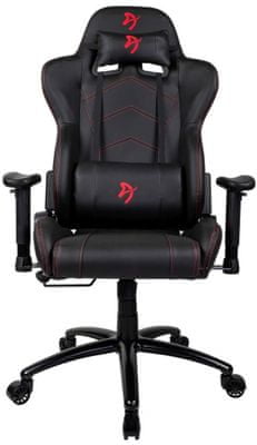 Gamer szék Arozzi Inizio, szürke/piros (INIZIO-PU-BKGY), ergonomikus felépítés, műbőr huzat, 105 kg teherbírás, állítható, forgatható, fejpárna és derékpárna