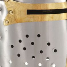 Vidaxl ezüst antik középkori keresztes lovagi acélsisak LARP másolat 286206