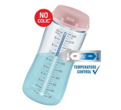 Nuk FC + hőmérséklet jelzős cumisüveg 150 ml, rózsaszín