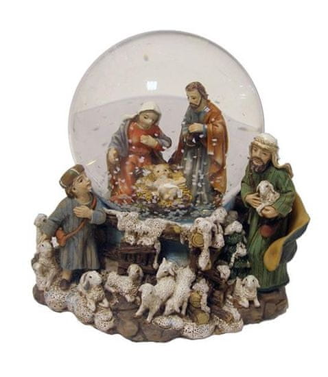 DUE ESSE Karácsonyi jelenetet ábrázoló hógömb, 11 x 11 cm