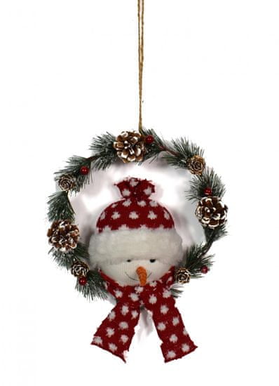 DUE ESSE Felakasztható karácsonyi koszorú hóemberrel, Ø 25 cm