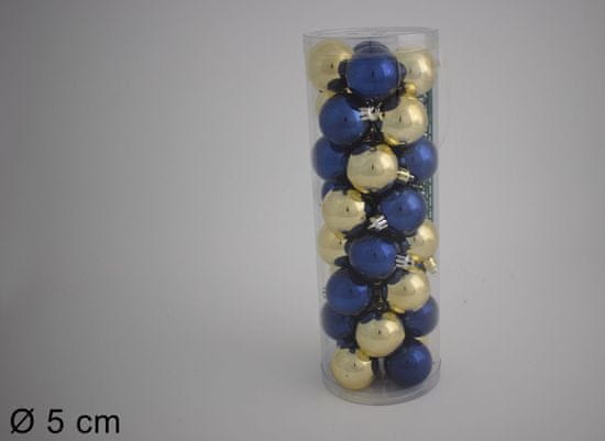 DUE ESSE 32 db karácsonyi gömb készlet, Ø 5 cm, kék/arany