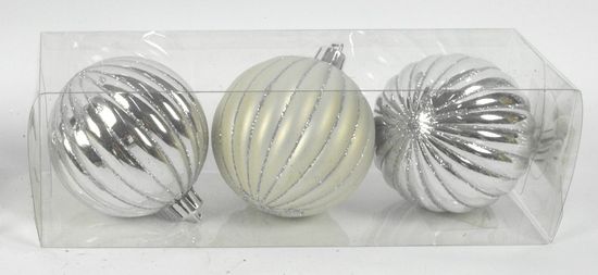 DUE ESSE 3 db-os Karácsonyfa gömb szett, ezüst színű, Ø 8 cm 2