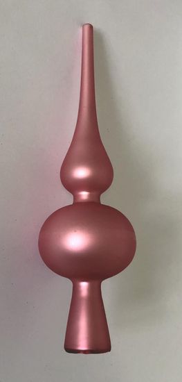 DUE ESSE Karácsonyi gyöngyházfény rózsaszín üveg csúcsdísz 20 cm