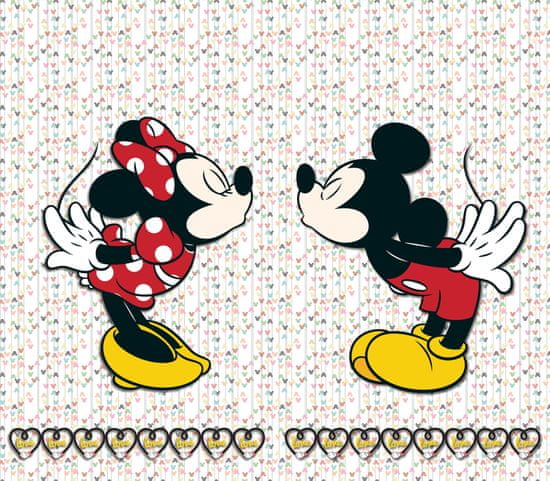 AG Design Függöny Minnie és Mickey egér szívecskékkel, 180 x 80 cm, 2 db