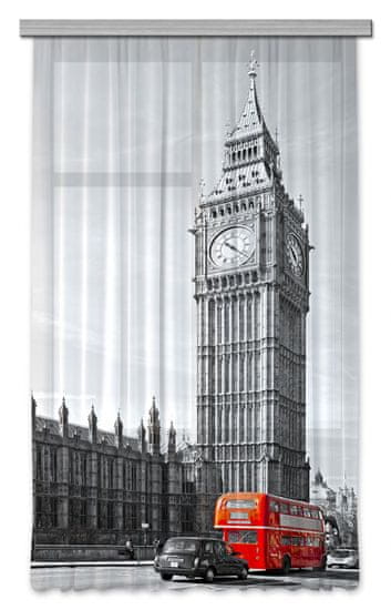 AG Design Függöny Piros busz Londonban 140 x 245 cm 1 db