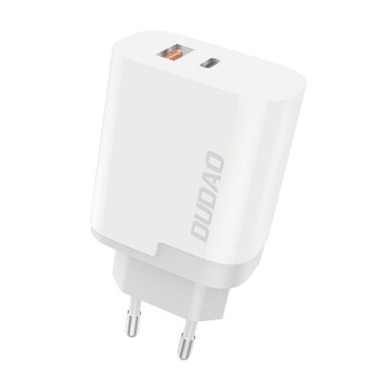 DUDAO Wall Charger töltő USB / USB-C QC 3.0 3A, fehér