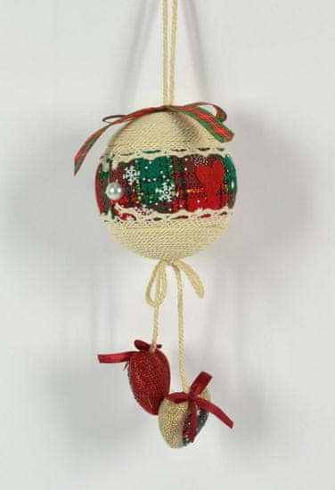 DUE ESSE 6 db-os Karácsonyfa gömb szett, textil, Ø 6 cm, 2 fajta