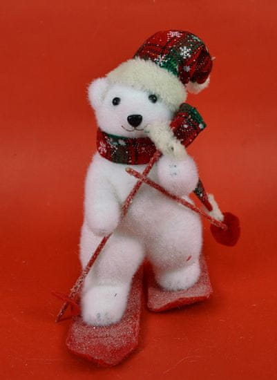 DUE ESSE Karácsonyi dekoráció, jegesmedve sílécen 26 cm