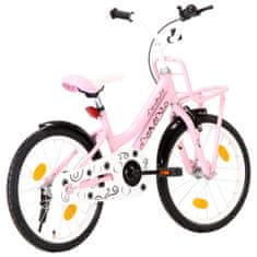 Greatstore rózsaszín és fekete gyerekkerékpár elülső hordozóval 18"