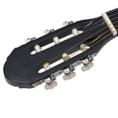 Vidaxl fekete 4/4-es klasszikus gitár kezdőknek tokkal 39" 3055600