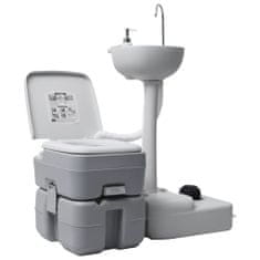 Greatstore szürke hordozható kemping WC és kézmosó állvány