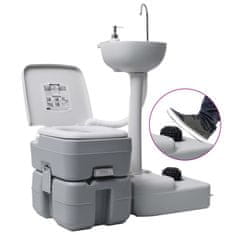 shumee szürke hordozható kemping WC és kézmosó állvány