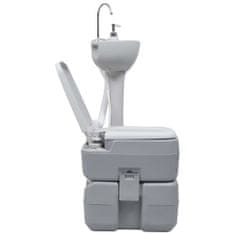 Greatstore szürke hordozható kemping WC és kézmosó állvány