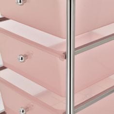 Greatstore 4 fiókos mozgatható rózsaszín műanyag tárolókocsi