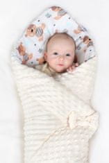 NEW BABY Megfordítható Minky wrap 75x75 cm mackó bézs színben