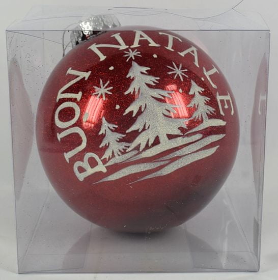 DUE ESSE Piros karácsonyi gyöngyházfényű gömb, Ø 15 cm, dekor 2