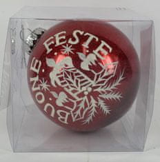 DUE ESSE Piros karácsonyi gyöngyházfényű gömb, Ø 15 cm, dekor 3
