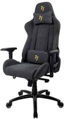 Arozzi Verona Signature Soft Fabric, fekete/arany (VERONA-SIG-SFB-GD) görgős gamer szék állítható háttámla karfák