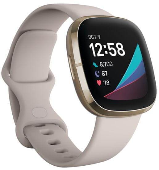 Fitbit Sense, Lunar White/Soft Gold Stainless Steel
