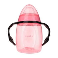 AKUKU 280ml rózsaszínű, szilikon szájkosárral ellátott billenő csésze szilikon szájjal