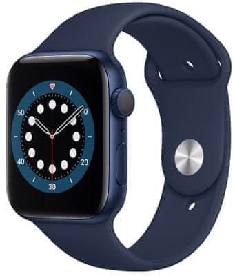 Az Apple Watch Series 6 okosóra, Retina OLED állandóan bekapcsolt kijelző EKG monitorozás pulzus szívtevékenység zenelejátszás hívások figyelmeztetések NFC fizetés Apple Pay zaj App Store véroxigén, esés érzékelés