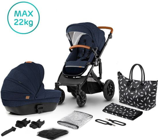 Kinderkraft PRIME 2020 with car seat and accessoriess 2in1 deep navy + mommy bag