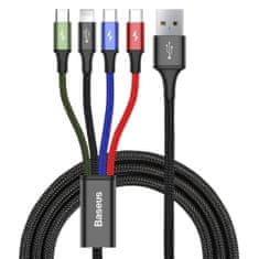 BASEUS 4in1 kábel USB - 2x USB-C / Lightning / micro USB 3.5A 1.2m, fekete