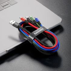 BASEUS 4in1 kábel USB - 2x USB-C / Lightning / micro USB 3.5A 1.2m, fekete