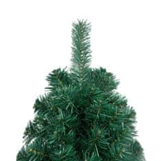 Vidaxl zöld megvilágított fél műkarácsonyfa gömb szettel 150 cm 3077650
