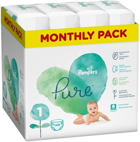 Pampers Pure Protection 1 (2-5 kg) 140 db (4x35 db)