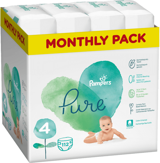 Pampers Pure Protection 4 (9-14 kg) 112 db (4x28 db)