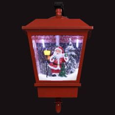 shumee piros karácsonyi fali lámpa LED-ekkel és Mikulással 40x27x45 cm