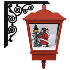 shumee piros karácsonyi fali lámpa LED-ekkel és Mikulással 40x27x45 cm