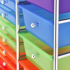 Greatstore XXL 15 fiókos mozgatható többszínű műanyag tárolókocsi