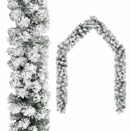 shumee zöld PVC karácsonyi füzér pelyhes hóval 10 m