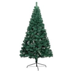 Greatstore zöld fél műkarácsonyfa LED-fényekkel és gömbszettel 240 cm