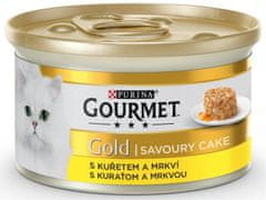 Purina Gourmet Gold macskakonzerv - Ínycsiklandó torta csirke, sárgarépa 85 g