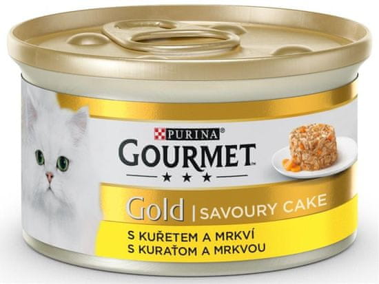 Purina Gourmet Gold macskakonzerv - Ínycsiklandó torta csirke, sárgarépa 85 g