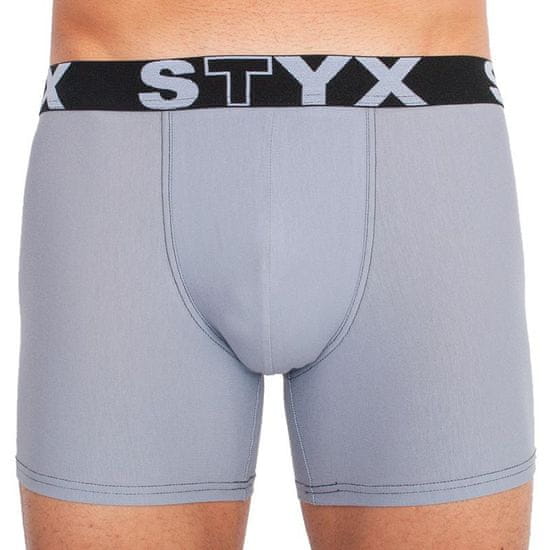 Styx Világos szürke long férfi boxeralsó sport gumi (U1067)