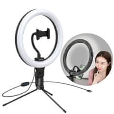 BASEUS Photo Ring Selfie LED szelfi lámpa, gyűrű 10" + mini asztali állvány, fekete