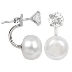 JwL Luxury Pearls Eredeti fülbevaló igazgyönggyel és kristállyal 2 az 1-ben JL0059